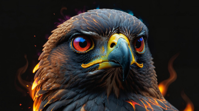 Bird flame eyed yellow beak free wallpaper - medium preview image