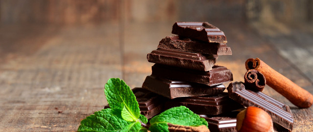 Chocolate nuts mint wooden table free wallpaper - medium preview image
