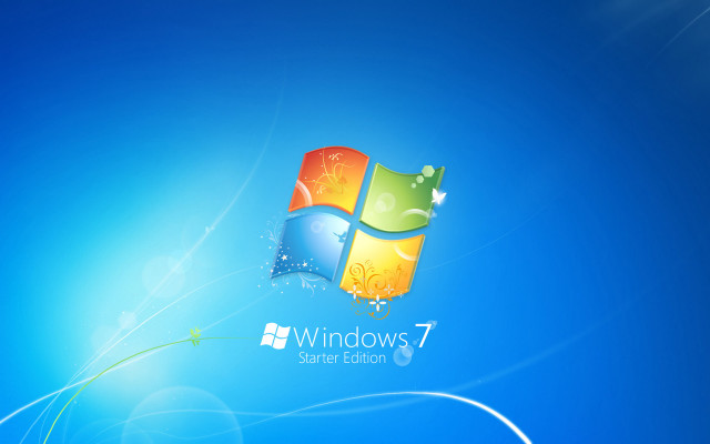 Blue background windows7 logo green free wallpaper - medium preview image