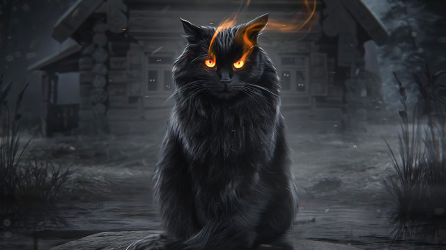 Black cat glowing eyes gothic #3 free wallpaper - medium preview image