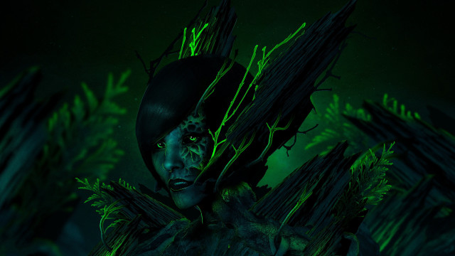 Creepy woman green face dark free wallpaper - medium preview image