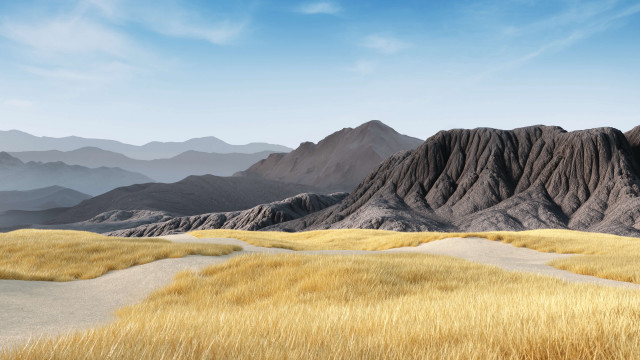 Mountain range grassy field blue #2 free wallpaper - medium preview image