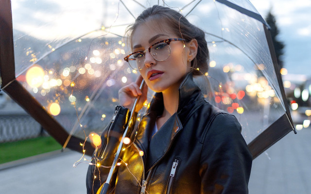 Elina karimova rainy umbrella bokeh free wallpaper - medium preview image