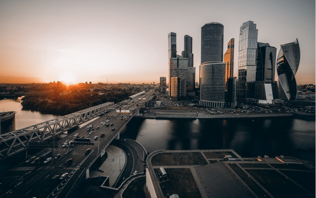 City bridge river sunset buildings #2 free wallpaper - medium preview image