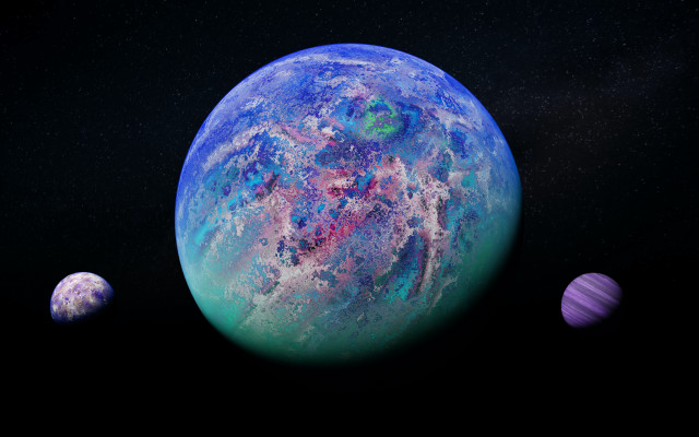 Planets starry sky space art free wallpaper - medium preview image
