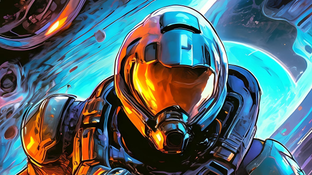 Space suit helmet earth moon free wallpaper - medium preview image