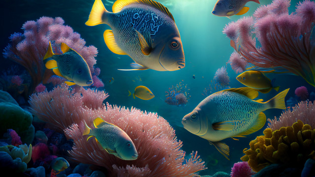 Coral reef fish seaweed airbrush free wallpaper - medium preview image
