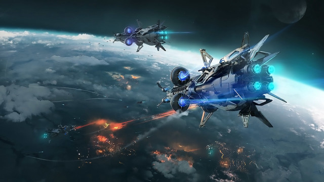 Flying people space station outer free wallpaper - medium preview image