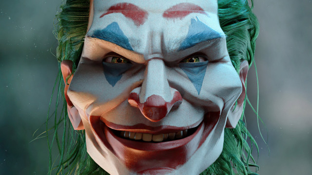 Clown mask green hair realistic free wallpaper - medium preview image