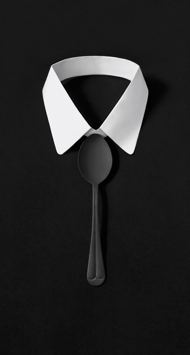 Spoon white ribbon black background free wallpaper - medium preview image