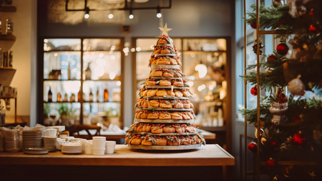 Christmas donut tree bakery background free wallpaper - medium preview image