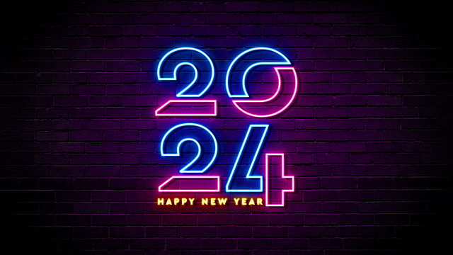 Happy new year neon brick free wallpaper - medium preview image