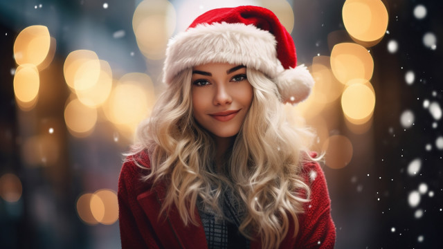 Elina karimova santa hat smile free wallpaper - medium preview image