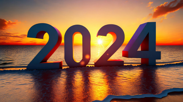 Numbers beach ocean sunset futurism free wallpaper - medium preview image