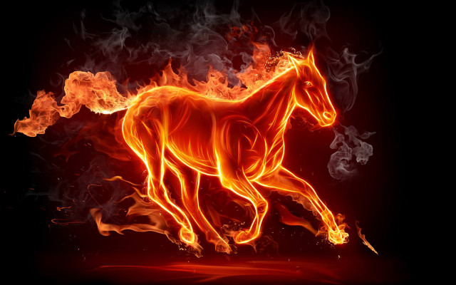 Horse running fire field flames #2 free wallpaper - medium preview image