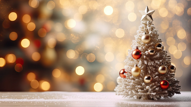 Christmas tree ornaments star bokeh free wallpaper - medium preview image
