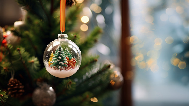 Christmas tree snow globe bokeh free wallpaper - medium preview image
