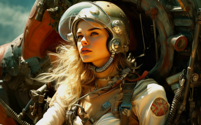 Woman helmet uniform cockpit space free wallpaper - medium preview image