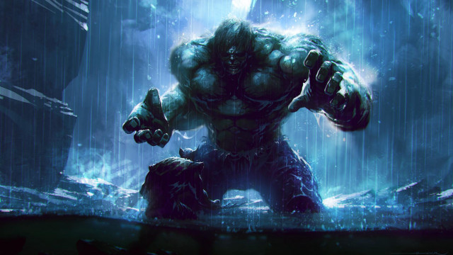 Man blue suit rain hulk free wallpaper - medium preview image