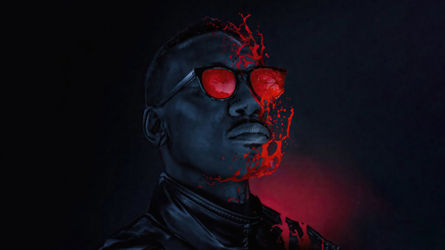 Man red glasses blood jacket free wallpaper - medium preview image