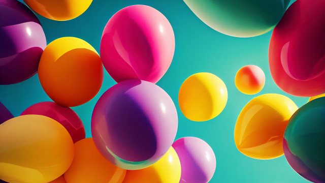 Balloons blue sky 3d render free wallpaper - medium preview image