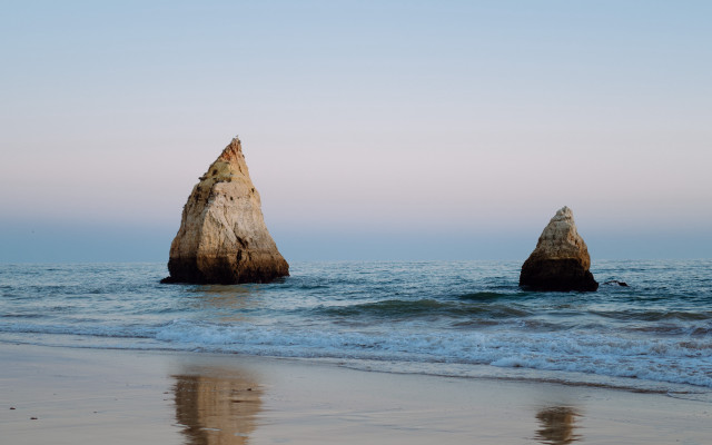 Ocean rocks swimming beach mountains free wallpaper - medium preview image