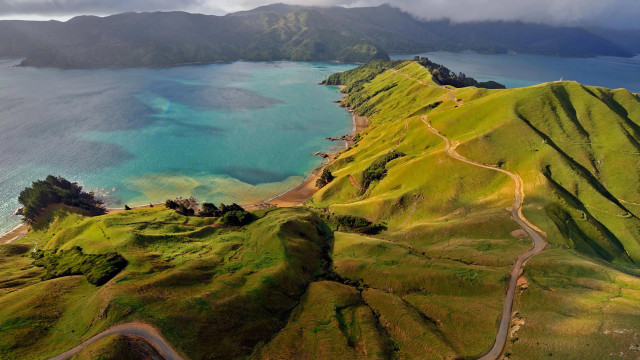 Scenic green mountain lake road #2 free wallpaper - medium preview image