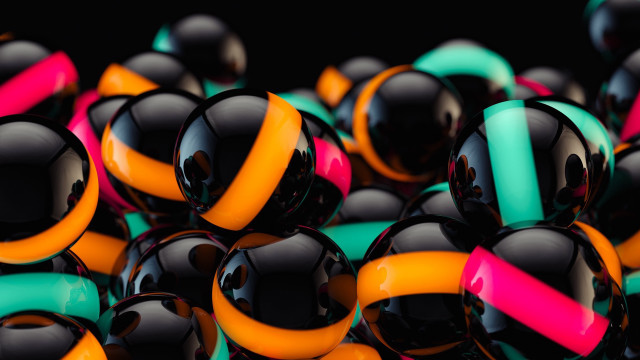 Colorful pyramid balls generative raytraced free wallpaper - medium preview image