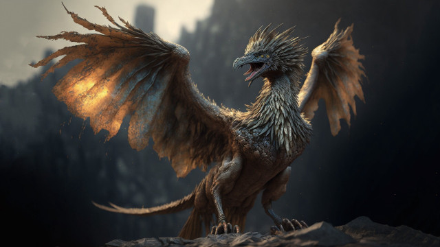 Long necked bird rock city free wallpaper - medium preview image