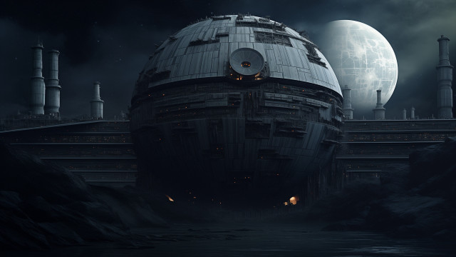 Futuristic space station moon architecture free wallpaper - medium preview image