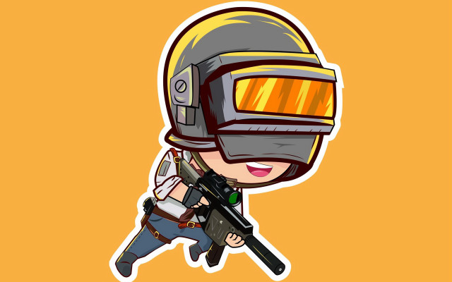 Cartoon girl helmet gun yellow free wallpaper - medium preview image