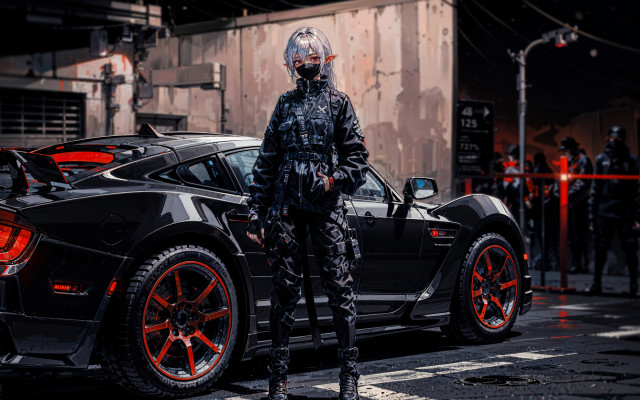 Man helmet sports car police free wallpaper - medium preview image