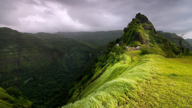 Lush green hillside house mountains #4 free wallpaper - medium preview image