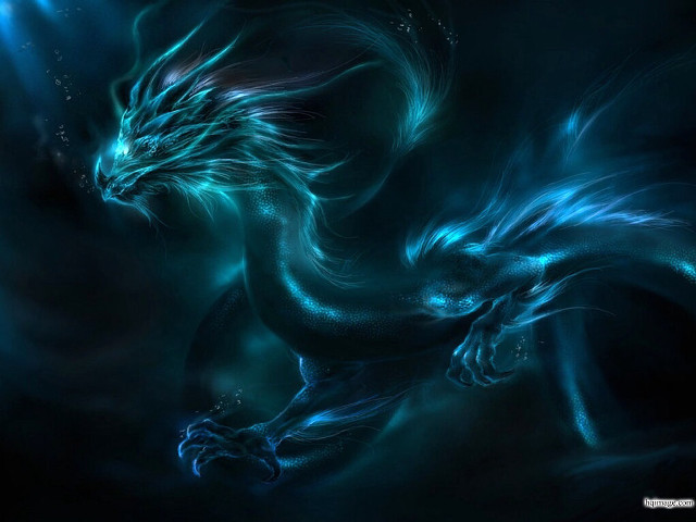 Blue dragon glowing wings dark #2 free wallpaper - medium preview image