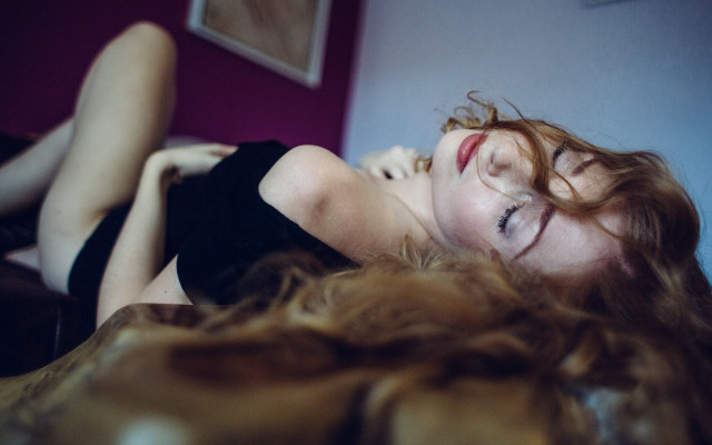 Woman lying blurry flowing hair free wallpaper - medium preview image