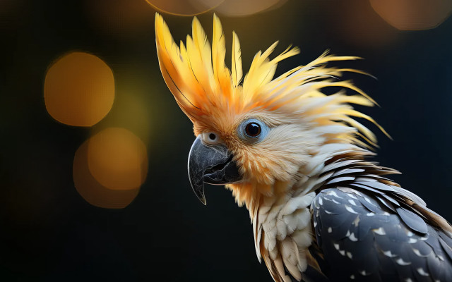 Bird yellow mohawk closeup art free wallpaper - medium preview image