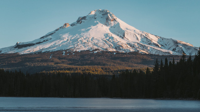 Mountain snow peak trees lake #2 free wallpaper - medium preview image