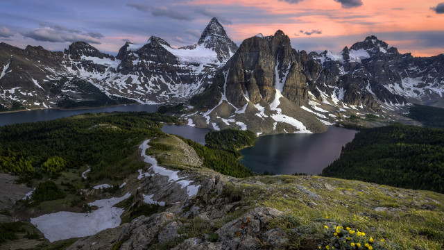 Mountain lake sunset clouds forest #4 free wallpaper - medium preview image