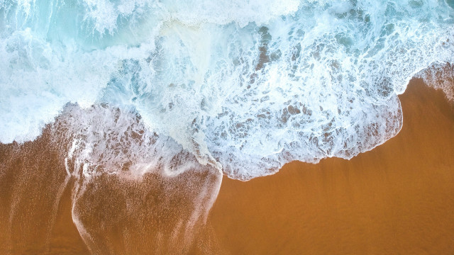 Beach waves surfboard ocean abstract free wallpaper - medium preview image