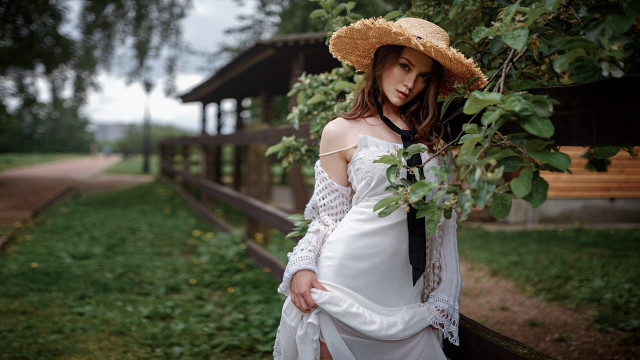 Anna hotchkis white dress straw free wallpaper - medium preview image
