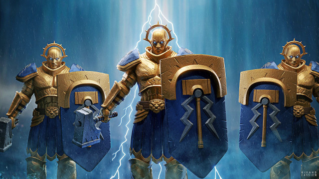 Knights lightning sword shield armor free wallpaper - medium preview image