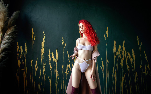 Woman bikini boots tallgrass greenwall free wallpaper - medium preview image