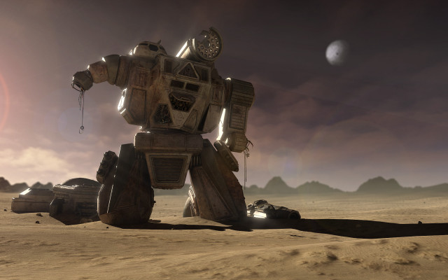 Robot desert planet moon mecha free wallpaper - medium preview image