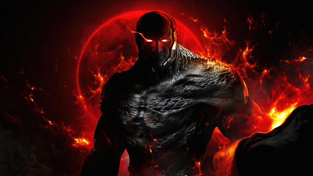 Fiery man red eyes flames free wallpaper - medium preview image