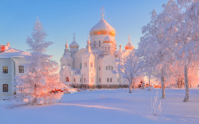 White golden dome snowy field free wallpaper - medium preview image