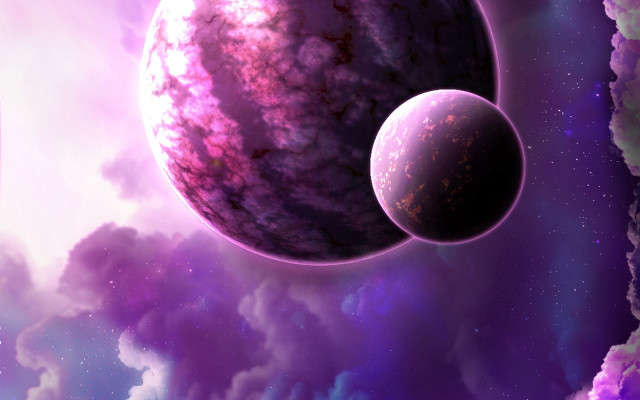 Purple blue space clouds planet free wallpaper - medium preview image