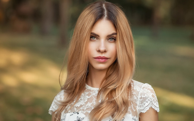 Woman long hair white top #3 free wallpaper - medium preview image