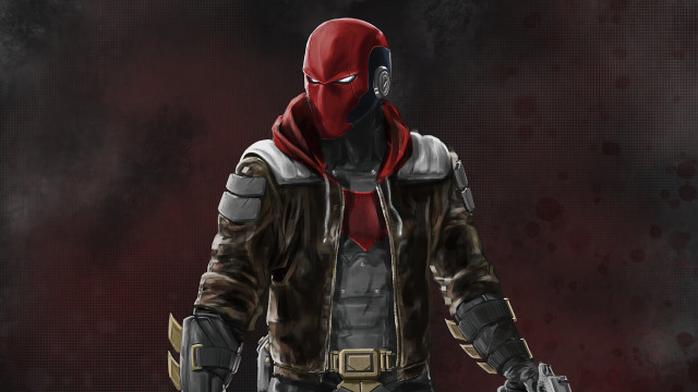 Man redmask blackjacket gun knife free wallpaper - medium preview image