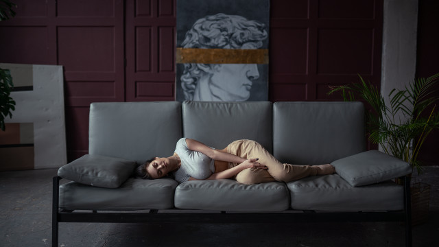 Woman couch man blonde sleeping free wallpaper - medium preview image