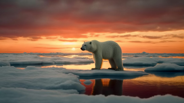 Polar bear ice sunset ocean free wallpaper - medium preview image
